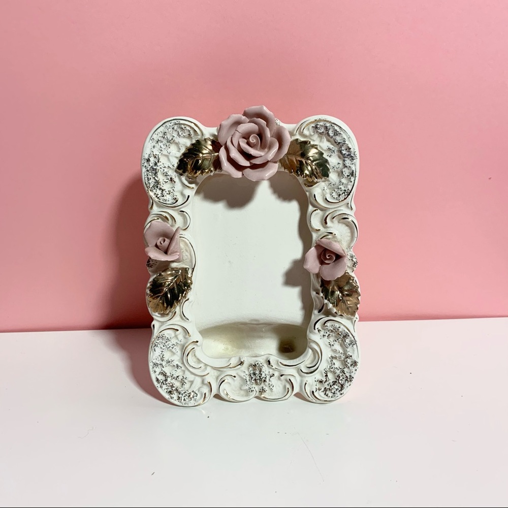 Vintage White and Pink Ornate Picture Frame
